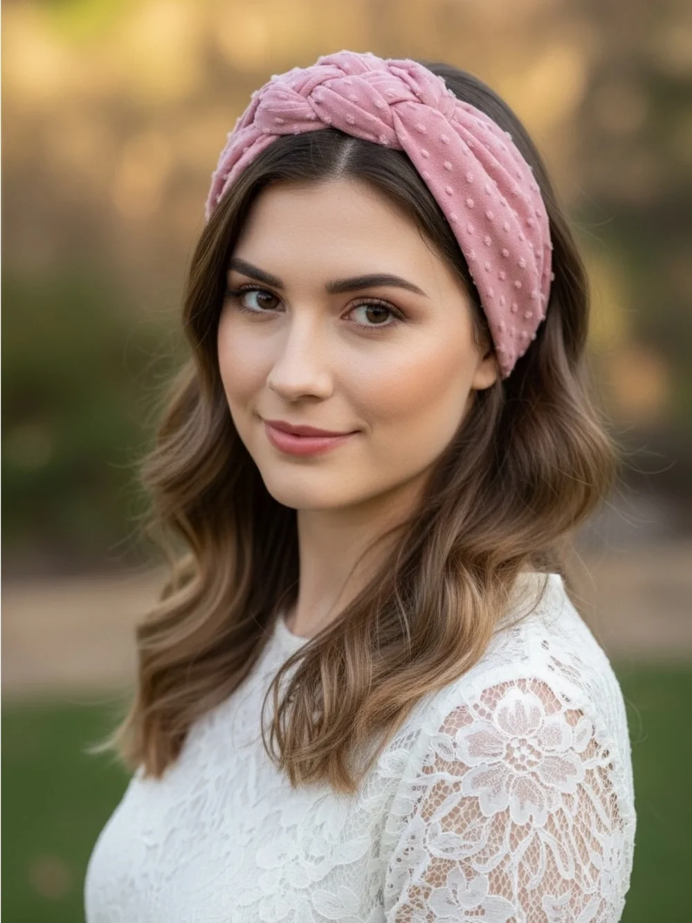 Handmade Swiss Dot in Chunky Sailor Knot Headband for Women